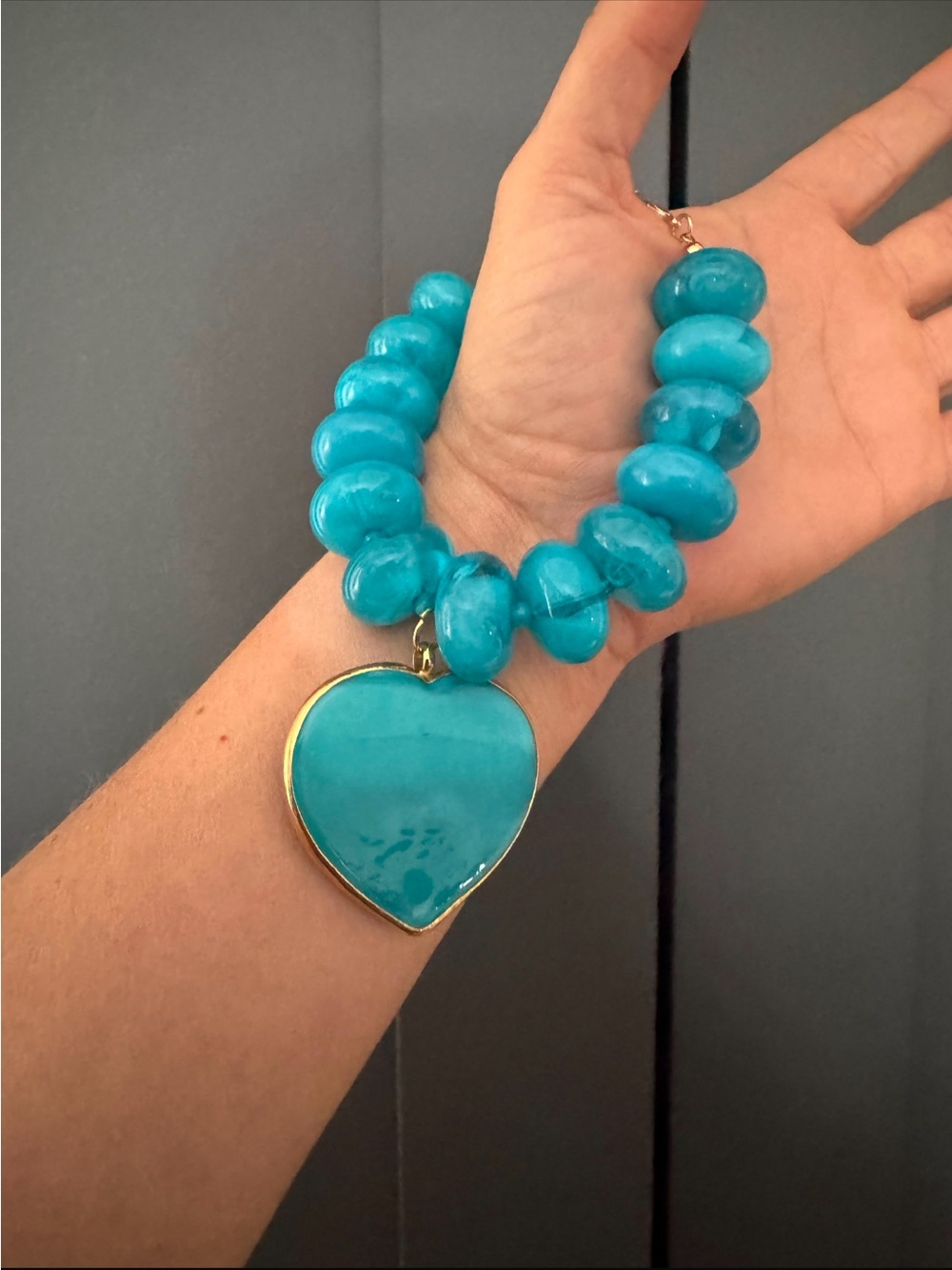 Turquoise Bracelet with Heart Charm